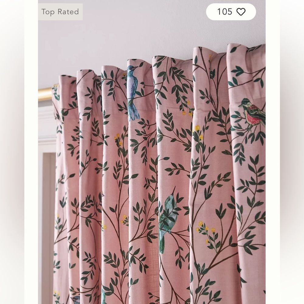 NEW Anthropologie Priyanka Organic Cotton Printed Bird Curtin One panel - Picture 3 of 9
